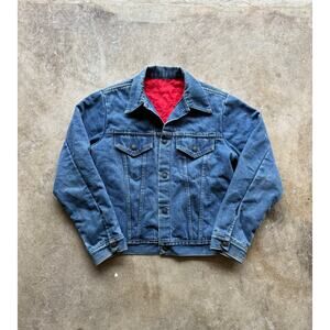 VTG 70s/80s Quilt Lined Dark Wash Denim Jacket Size  Snap Closure